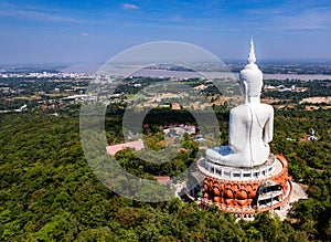 Aerial view of Wat Roi Phra Phutthabat Phu Manorom, Mukdahan, Thailand