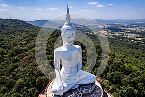 Aerial view of Wat Roi Phra Phutthabat Phu Manorom, Mukdahan, Thailand