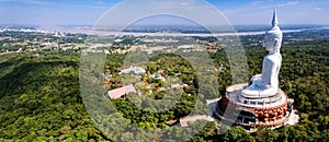 Aerial view of Wat Roi Phra Phutthabat Phu Manorom, Mukdahan, Thailand