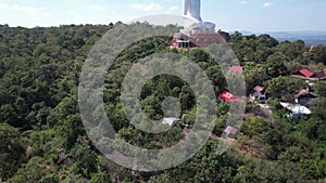 Aerial view of Wat Roi Phra Phutthabat Phu Manorom, Mukdahan, Thailand