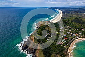 aerial view of Wategoes Beach at Byron Bay with lighthouse. The Photo was taken out of a Gyrocopter, Byron Bay, Queensland, photo