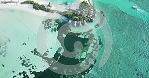 Aerial view of water bungalows, Huraa Island, Maldives