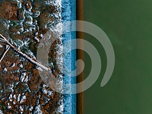 Aerial view of the water fall that the city of Idaho Falls, ID USA is named after.