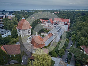 Aerial view of Water Tower in Svetlogorsk, Russia former Rauchen, Prussia .