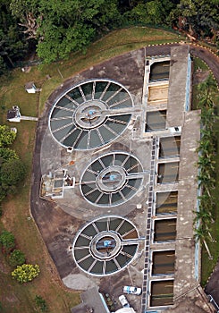 Aerial view of a water treatment plant