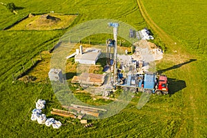 Aerial view of water well drilling