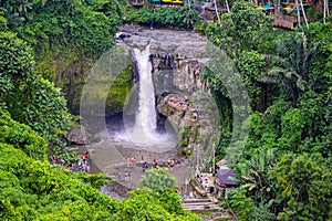 Aerial view of waterfall in Bali Indonesia. Bali waterfalls. Beauty of a waterfall photo