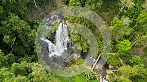 Aerial view of waterfall in jungle