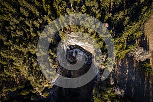 Aerial view of the waterfall of Tret, Trentino Alto Adige, Italy