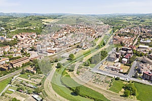 aerial view of the waterfalls produced by the Elsa river in the territory of Castelfiorentino Florence Tuscany photo