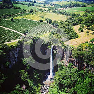 Aerial view of waterfull in Cassia dos Coqueiros city, SÃÂ£o Paulo, Brazil photo