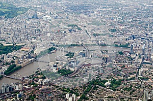 Aerial view of Waterloo and Westminster districts of London