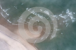 Aerial View of Waves and Cape Cod Beach