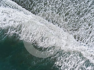 Aerial View of Waves on Shore