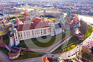 Aerial view of Wawel Castle landmark of Krakov