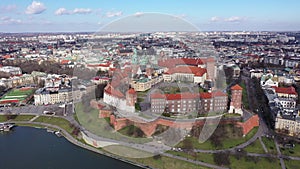 Aerial view of Wawel Castle landmark of Krakov, Poland