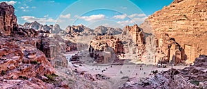 Aerial view from the way to High Sacrifice over Petra, Jordan photo