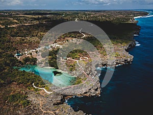 Aerial view weekuri lagoon, sumba island, east nusa tenggara indonesia