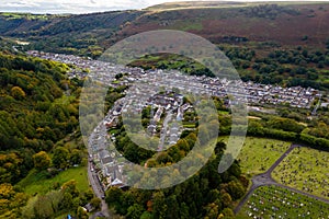 Aerial view of a Welsh town