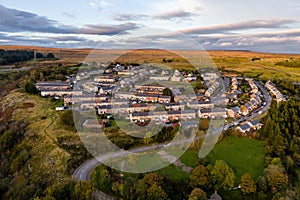 Aerial view of a Welsh town