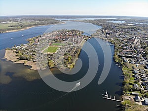 Aerial view of Werder City island in the River Havel with the town`s oldest quarter. photo