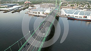 Aerial View of West Bound Traffic on the Walt Whitman Bridge Philadelphia