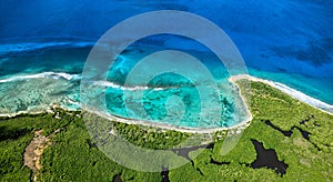 Aerial view of the West coast, Grande-Terre, Guadeloupe, Caribbean