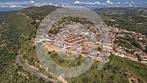 Aerial view from the west of the historic town of Barichara on a high plateau