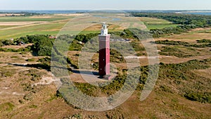 Aerial view of the Westhoofd Lighthouse at Ouddorp Beach