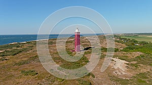 Aerial view of the Westhoofd Lighthouse at Ouddorp Beach