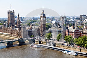 Aerial view of Westminster, London