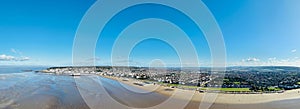 Aerial view of Weston-super-Mare beach and town. photo