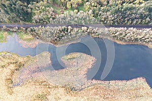 Aerial View of Wetlands Habitat in Oregon