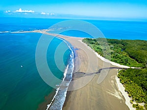 Aerial view: whale-tailed beach uvita, costa rica