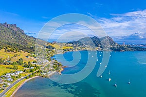 Aerial view of Whangarei Heads in New Zealand photo