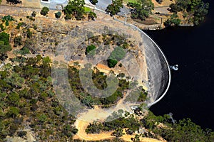 Aerial view of Whispering Wall, Barossa Reservoir, Adelaide, Sou photo