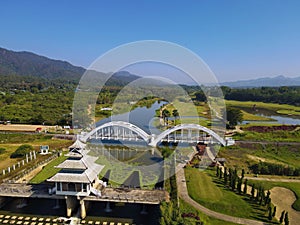 Aerial view of White Bridge (Saphan Khao) in the Tha Pla Duk, Thailand photo