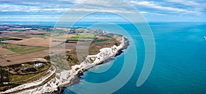 Aerial view of the White Cliffs of Dover.