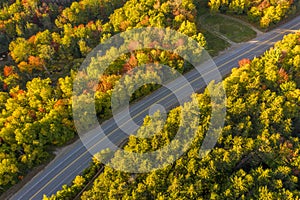 Aerial view of White mountain road, in New Hampshire photo