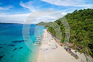 Aerial View of White Sand Beach on Boracay Island, Philippines