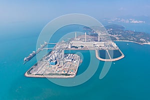 Aerial view of the whole Lamma Power Station, Hong Kong, daytime