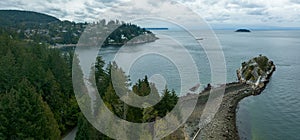Aerial View of Whyte Islet and Batchelor Bay in West Vancouver, British Columbia, Canada photo