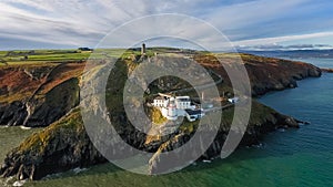 Aerial view. Wicklow Head lighthouse. county Wicklow. Ireland