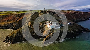 Aerial view. Wicklow Head lighthouse. county Wicklow. Ireland