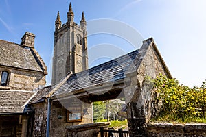 Aerial view of Widecombe in the Moor, a village and large civil parish on Dartmoor National Park in Devon, England