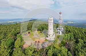 Aerial view of Wielka Sowa mountain peak in Poland