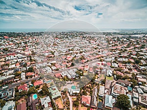 Aerial view of Williamstown coastal suburb in Melbourne, Australia.