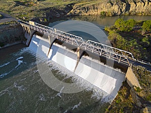 Aerial view of Willwood water Dam in Northeastern, Wyoming photo