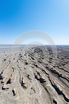 Aerial view of wind erosion physiognomy landscape