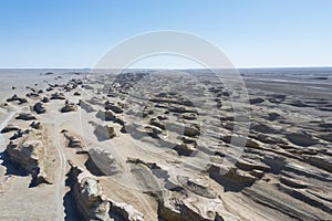 Aerial view of wind erosion terrain landscape in qinghai